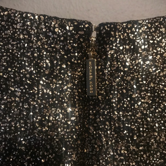 Michael Kors Metallic Flounce-Hem Dress gold NWT - Picture 7 of 8